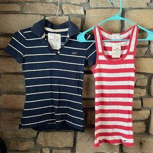 2 Striped Hollister Tops